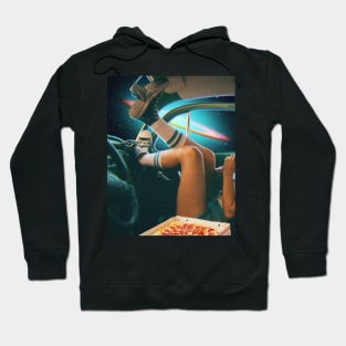 Pizza Retro Space "Pizza w a View" Art by Cult Class Hoodie